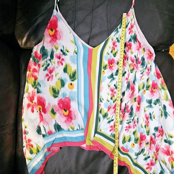 Zara Floral Asymmetrical Hem Spaghetti Strap Cami Blouse Size Small - Picture 10 of 11